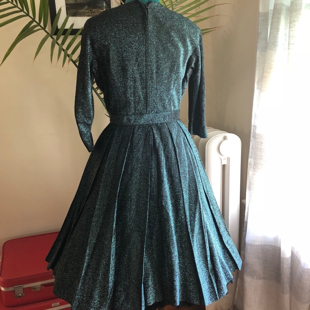 Vintage 1950s blue lamé shimmer party dress - Picture 3 of 9
